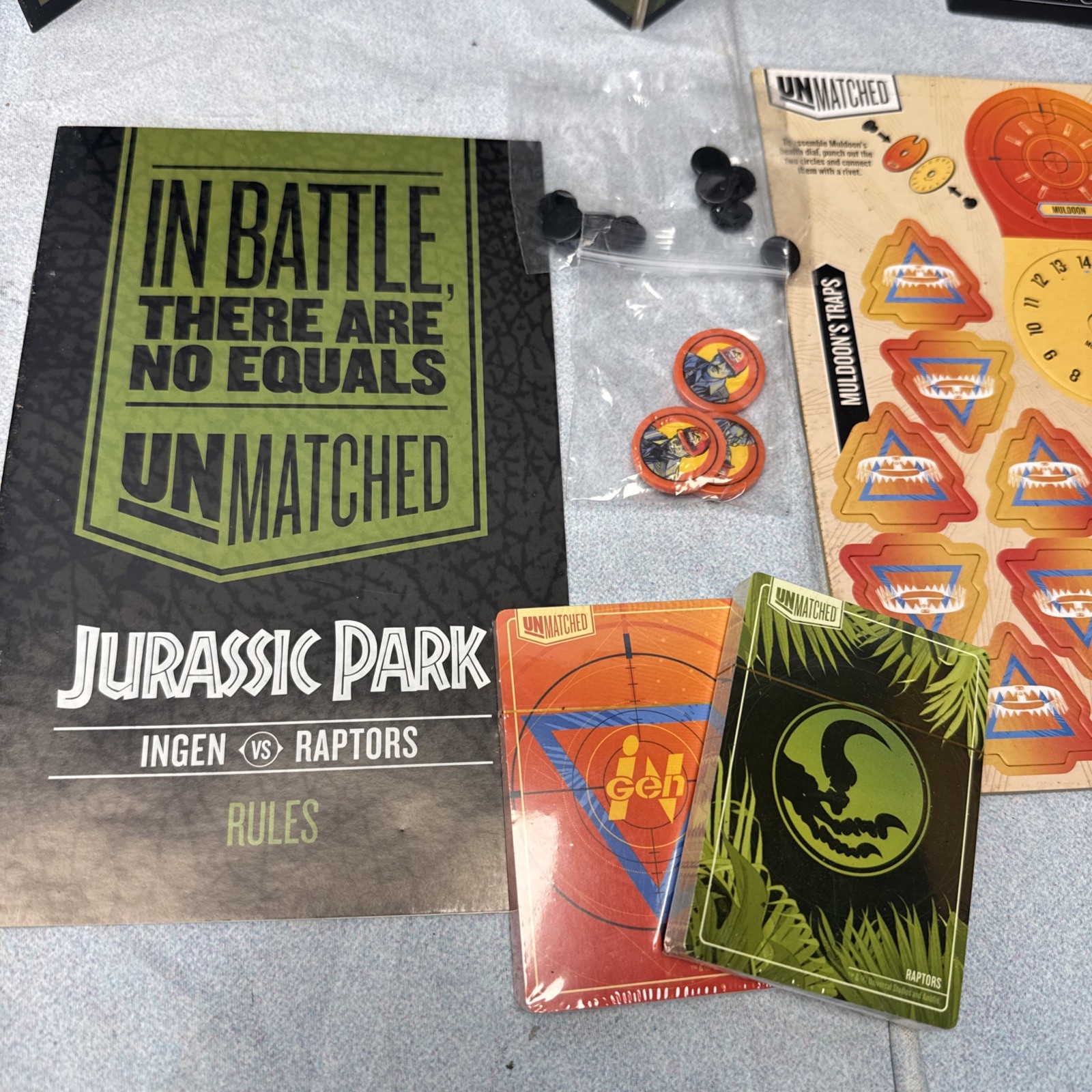 Unmatched Jurassic Park Ingen Vs. Raptors Board Game (incomplete)