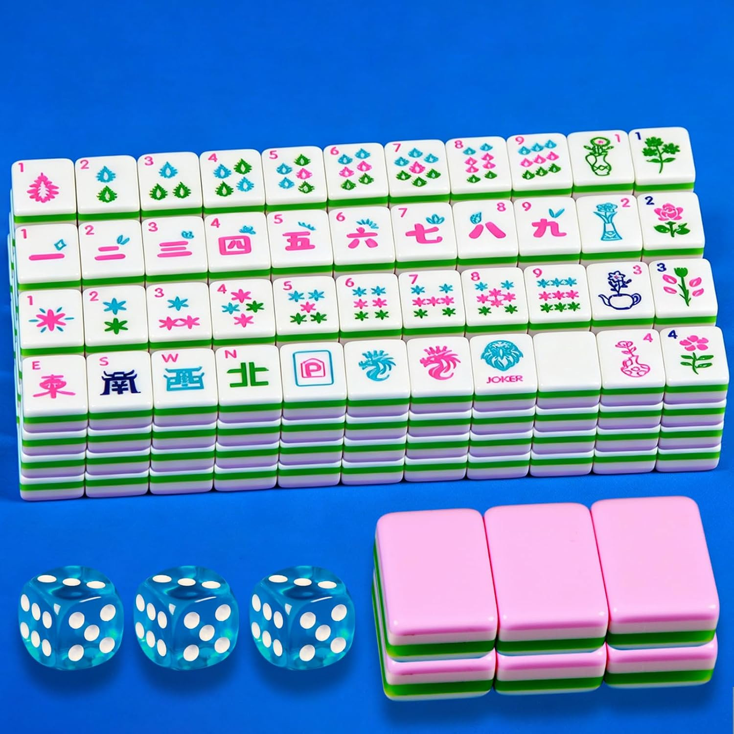 Pink 4 Layer Mahjong Set 166 American Mahjong Set 1.2-Inch Acrylic Mahjong Tile