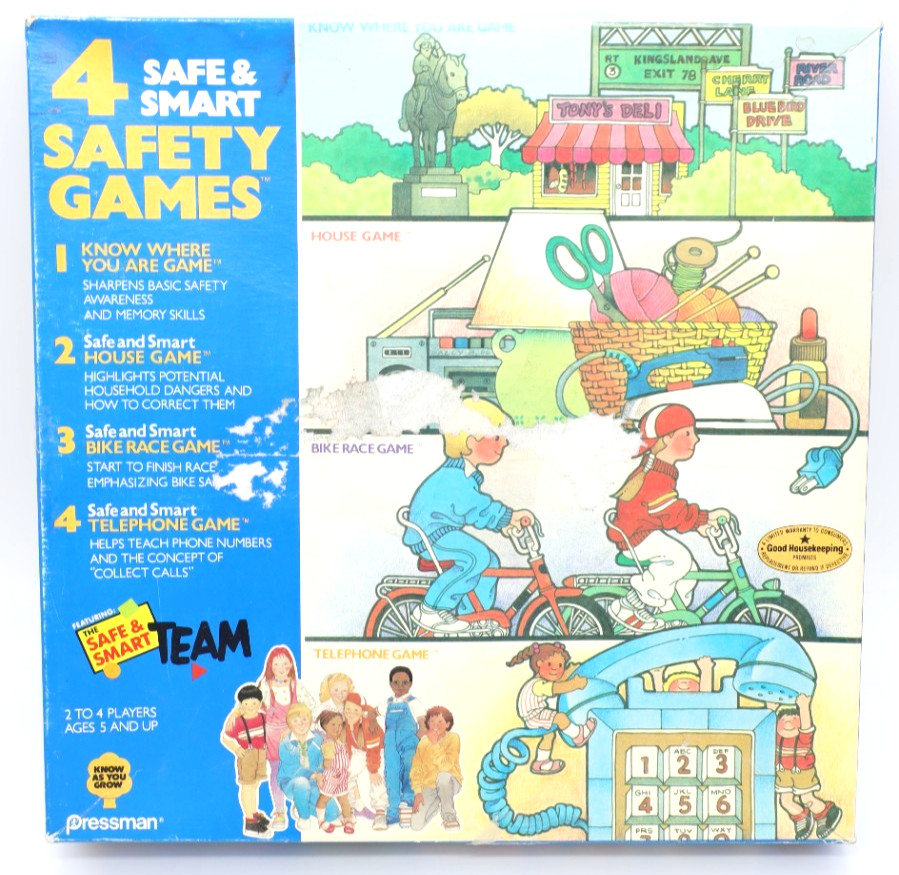 1986 Vintage Pressman 4 Safe & Smart Safety Games