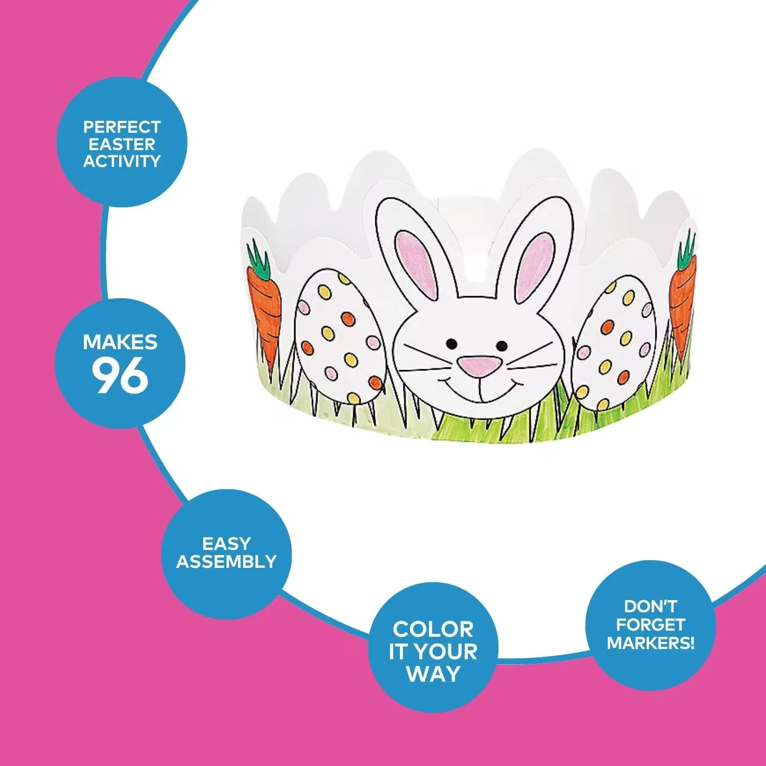 Colorful and Fun Color Your Own Easter Crowns – 96 Pc. for Creative Kids