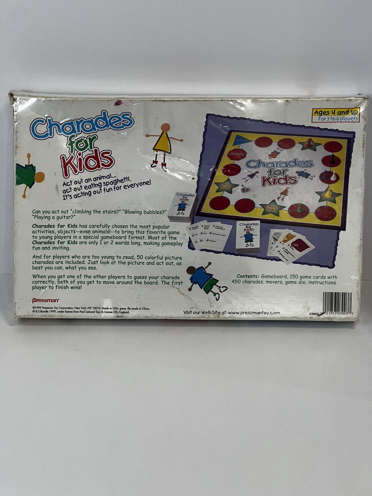 Pressman Charades for Kids Board Game 1999 Sealed New 3003 Ages 4+ 3-6 Players