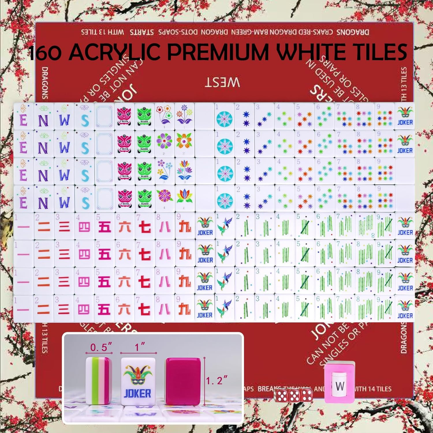 American Mahjong Game Set, Portable Carrying Bag,Acrylic 160 Tiles,Western Mahjo