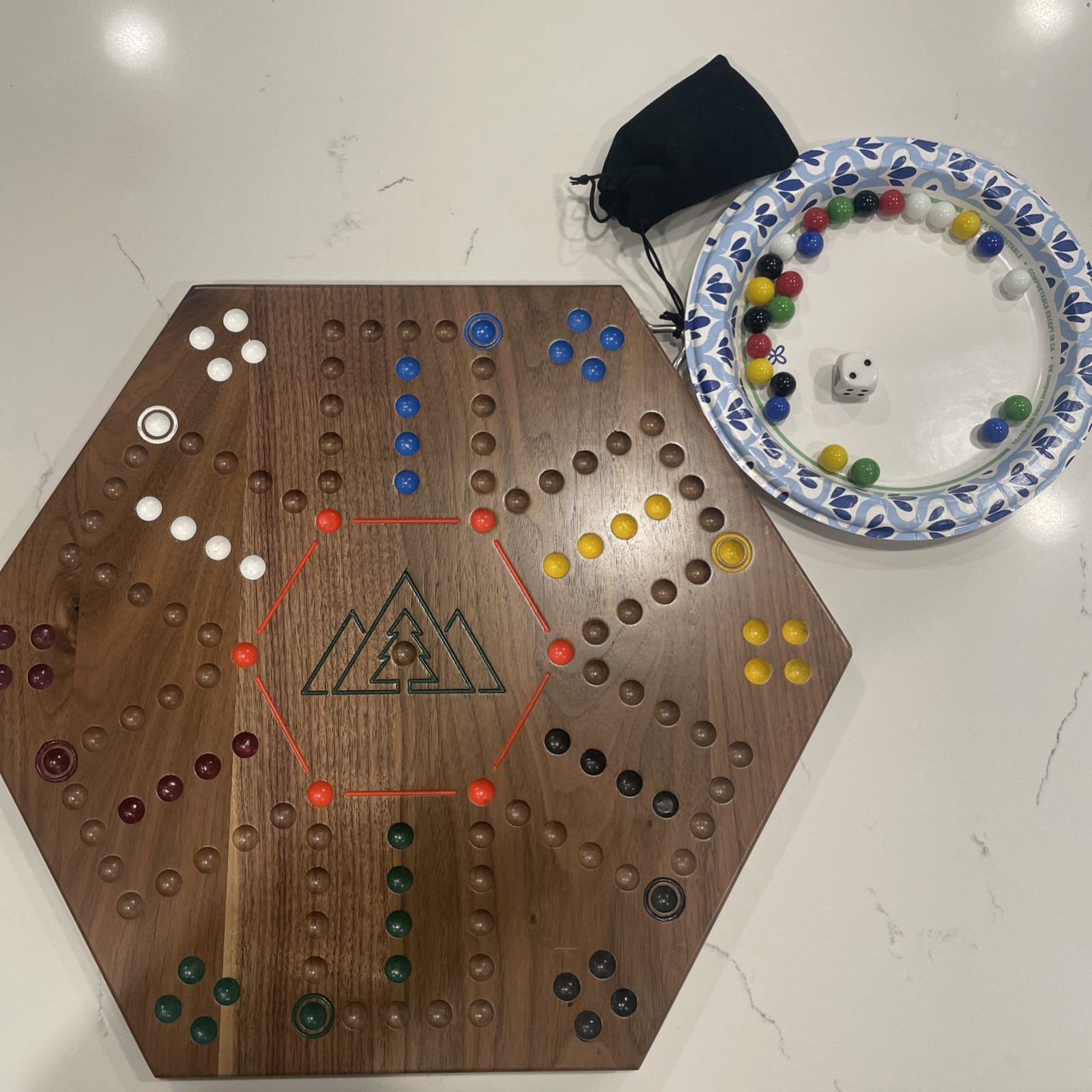 Carbles Board Game. Hand Made. Oak 4-6 Players