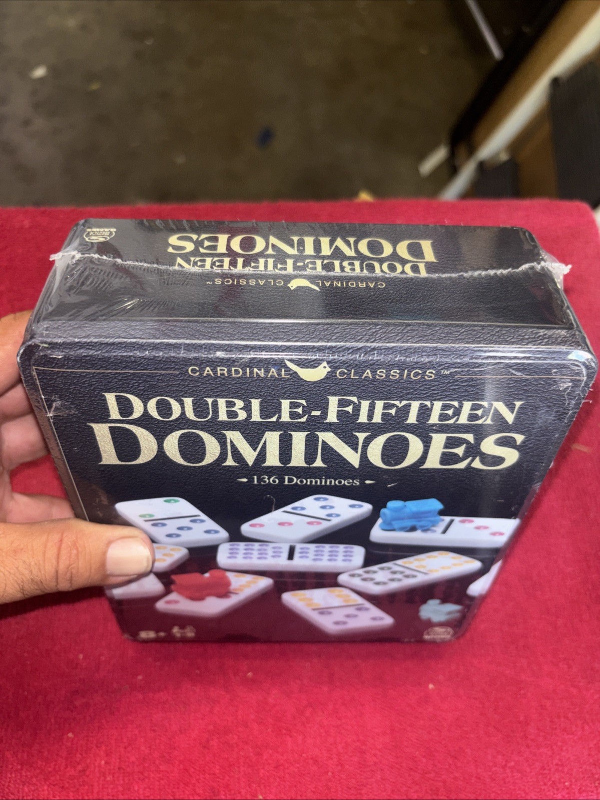 Cardinal Classics Double Fifteen Dominoes Set in Storage Tin | Line 15