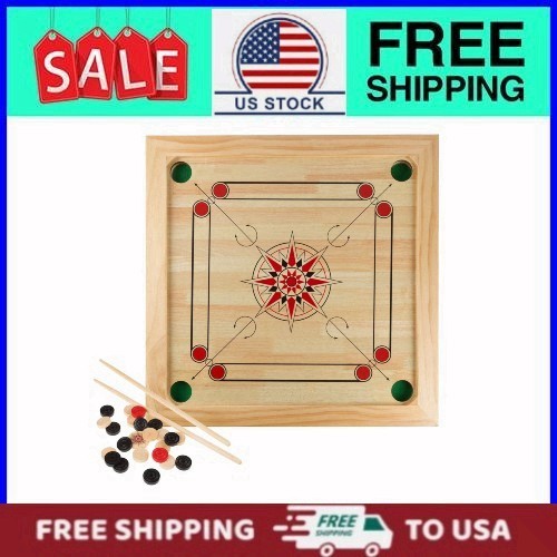 Rockin’ Rollers Carrom Board Game with Coins and Strikers, Wooden Board Game Set