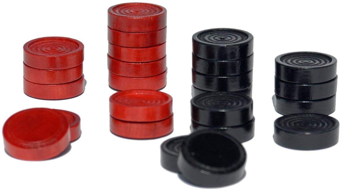 WE Games Traditional Red & Black Checkers Set, Solid Wood Board with Grooves