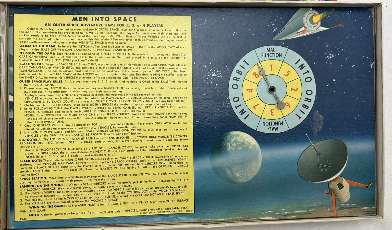 1960 Men into Space Game by Milton Bradley Complete in Good Condition FREE SHIP