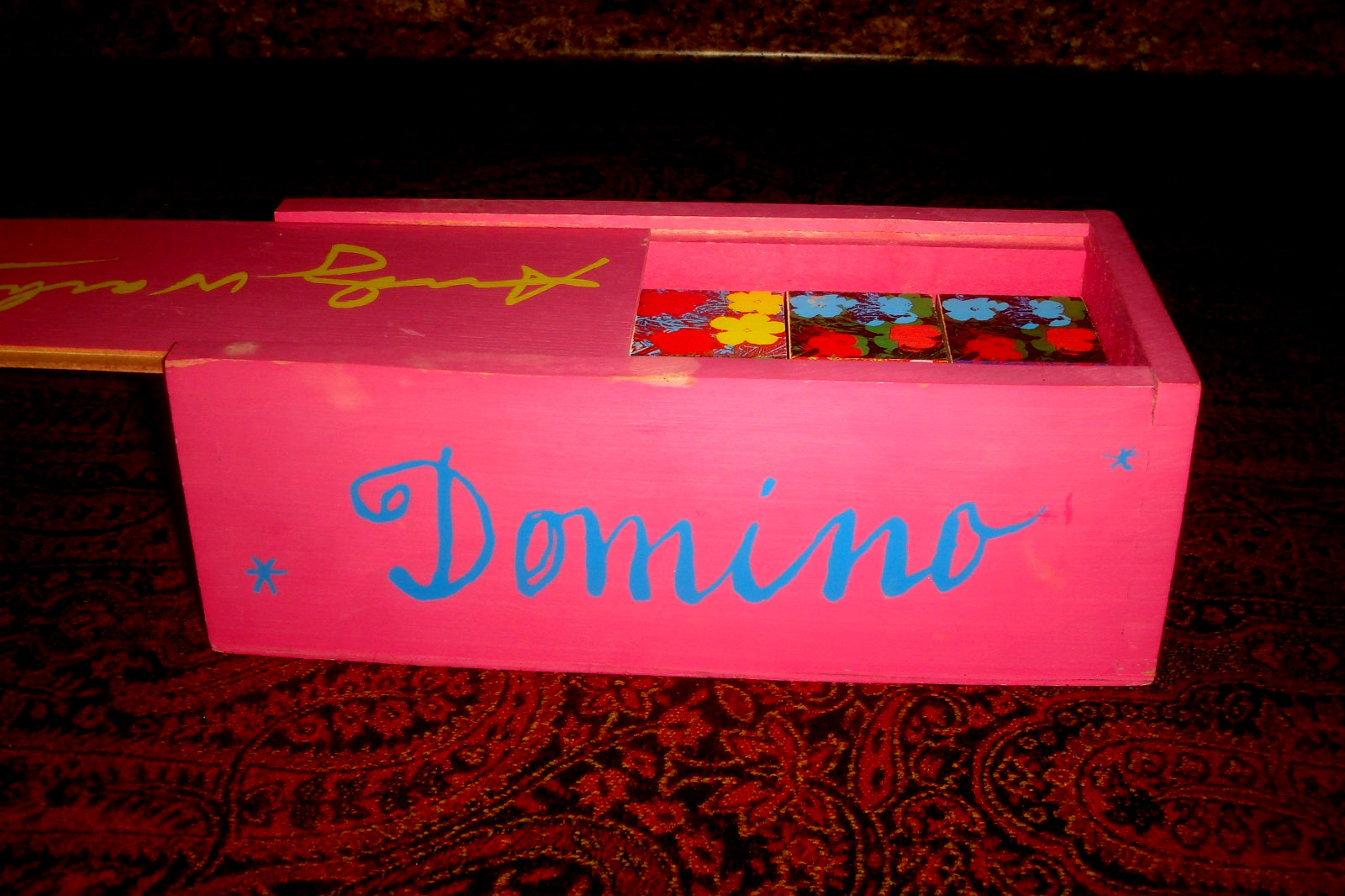 Rare ANDY WARHOL “Flowers” WOODEN DOMINO SET Gorgeous Art Color – Made in France