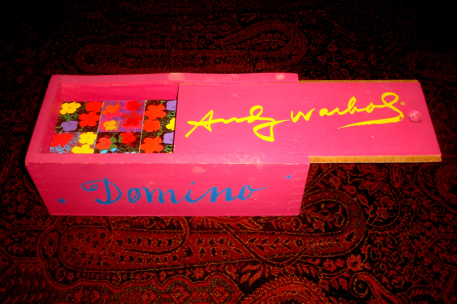 Rare ANDY WARHOL “Flowers” WOODEN DOMINO SET Gorgeous Art Color – Made in France