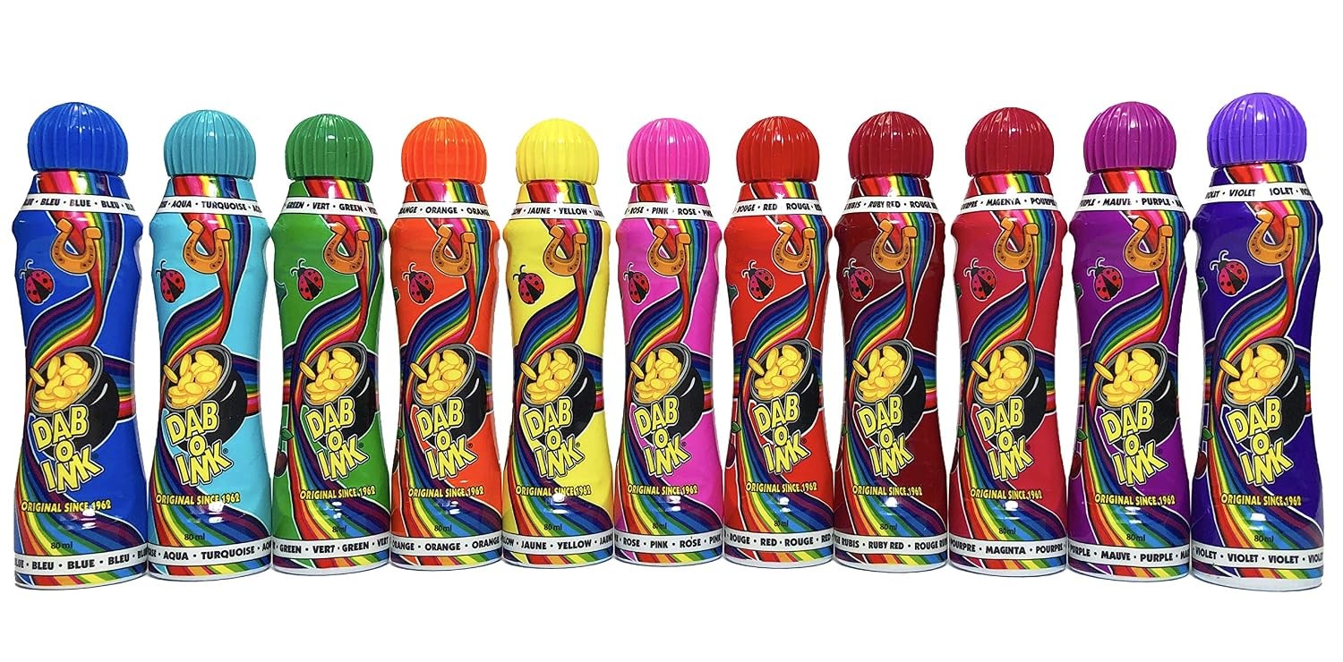 DAB-O-INK 4oz Bingo Daubers – Mixed Colors – 12ct