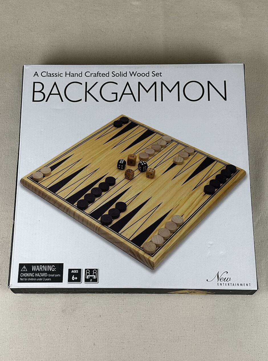 NEW ~ New Entertainment Board Game Backgammon ~ Hand Crafted Solid Wood Set