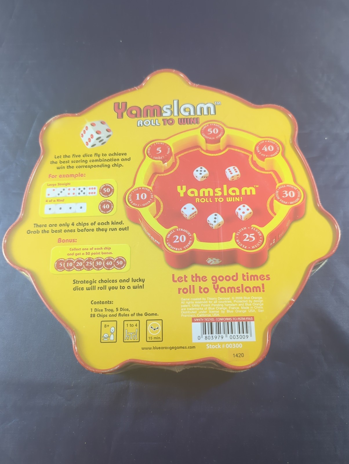 YamSlam Roll To Win Dice Game By Blue Orange Games Tin Box Complete Vintage 2008