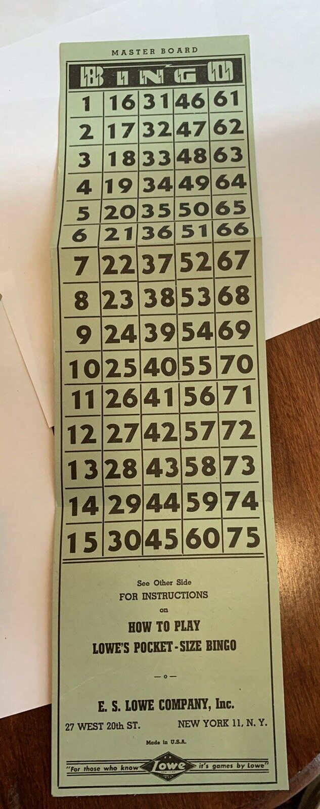Vintage Lowe’s Pocket Size Bingo Vol. 522 wood markers, vintage bingo game