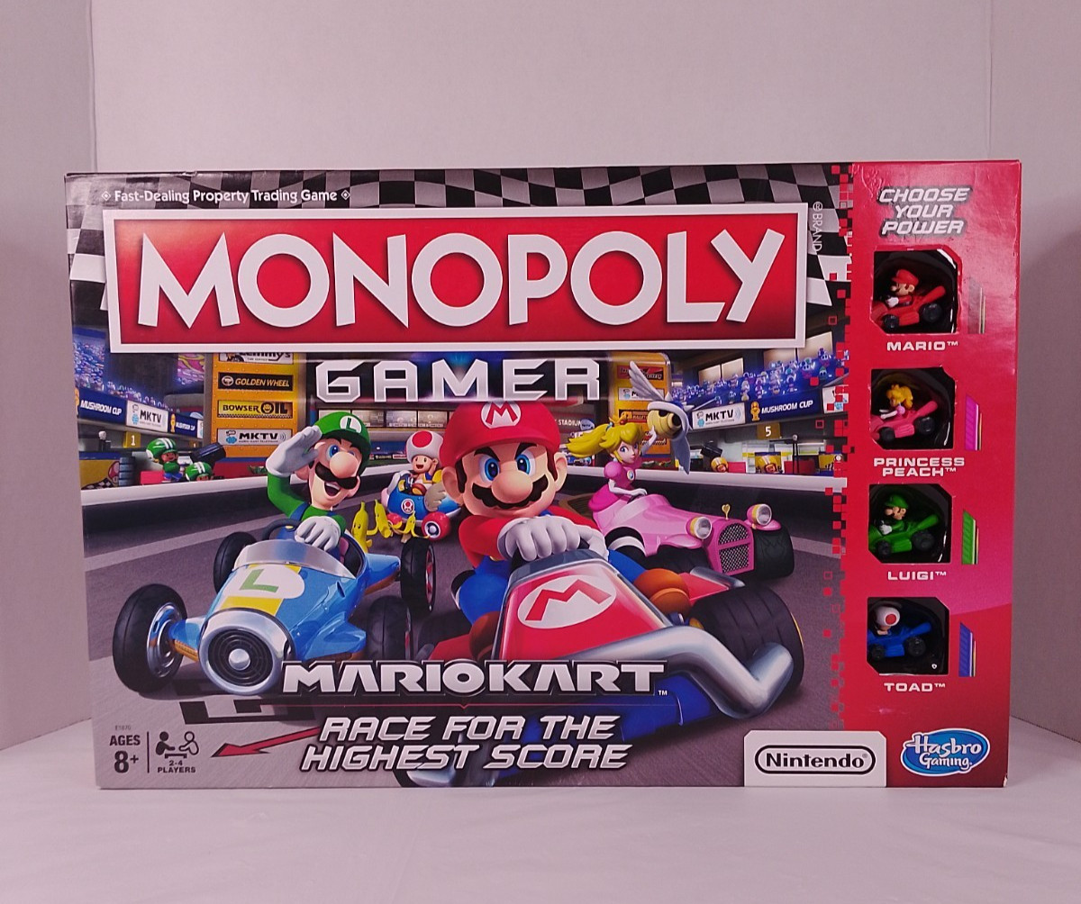 Monopoly Gamer Mario Kart Board Game Nintendo Hasbro USED Missing Dice & 2 Coins