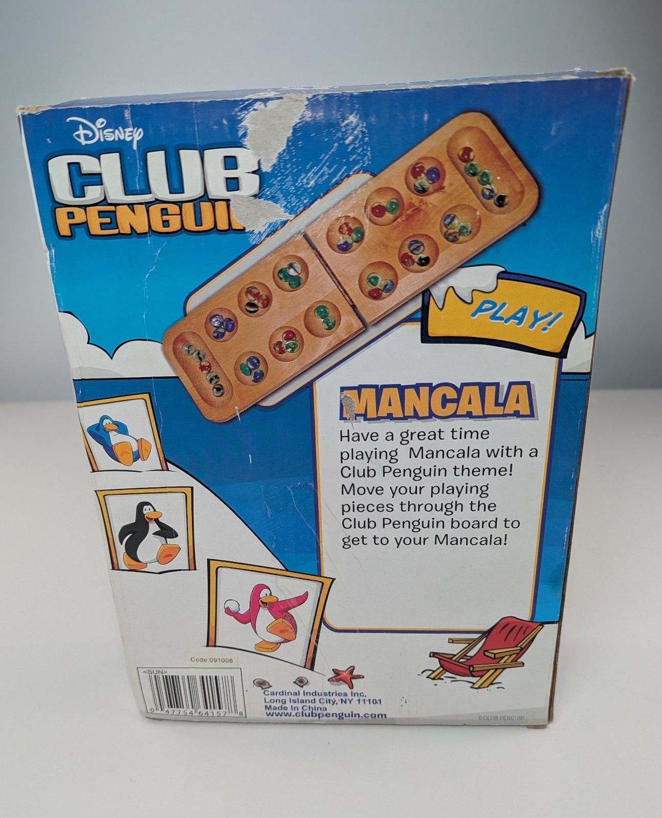 Disney CLUB PENGUIN MANCALA Wooden Board Game 45/48 Clear Stones (INCOMPLETE)