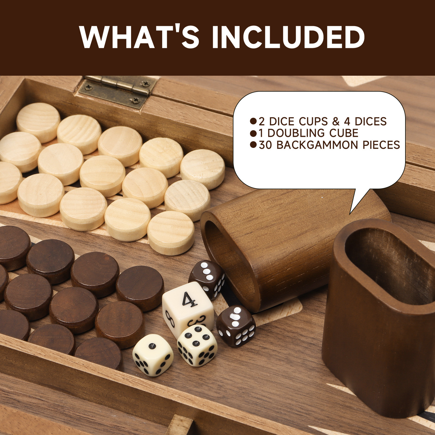 Classic 11″ Travel Wood Backgammon Board Game Set Inlay Star Board w/Game Pieces