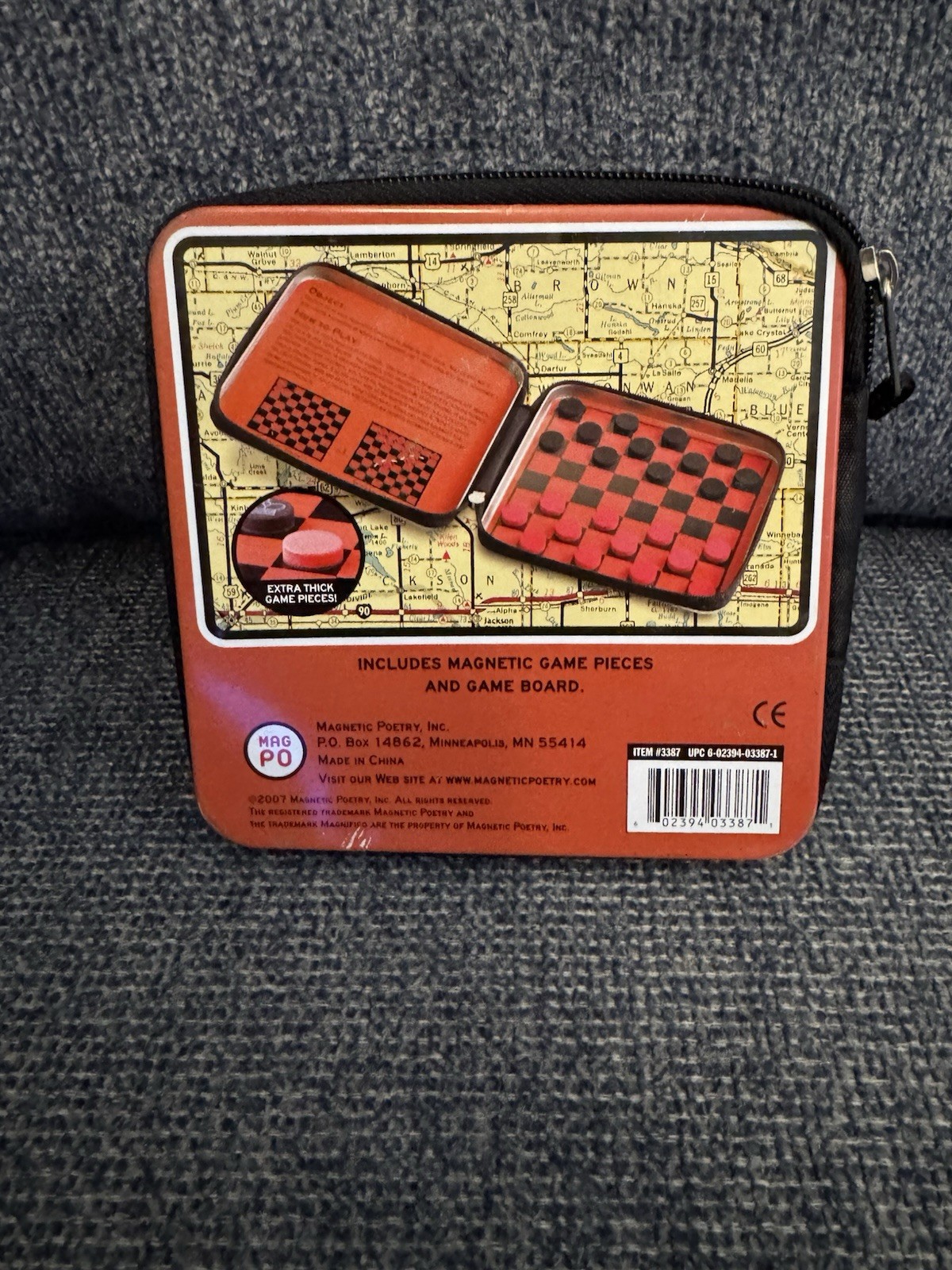 2007 CHECKERS MAGNETIC TRAVEL GAME WITH ZIPPER CARRY CASE Magnifico Go.