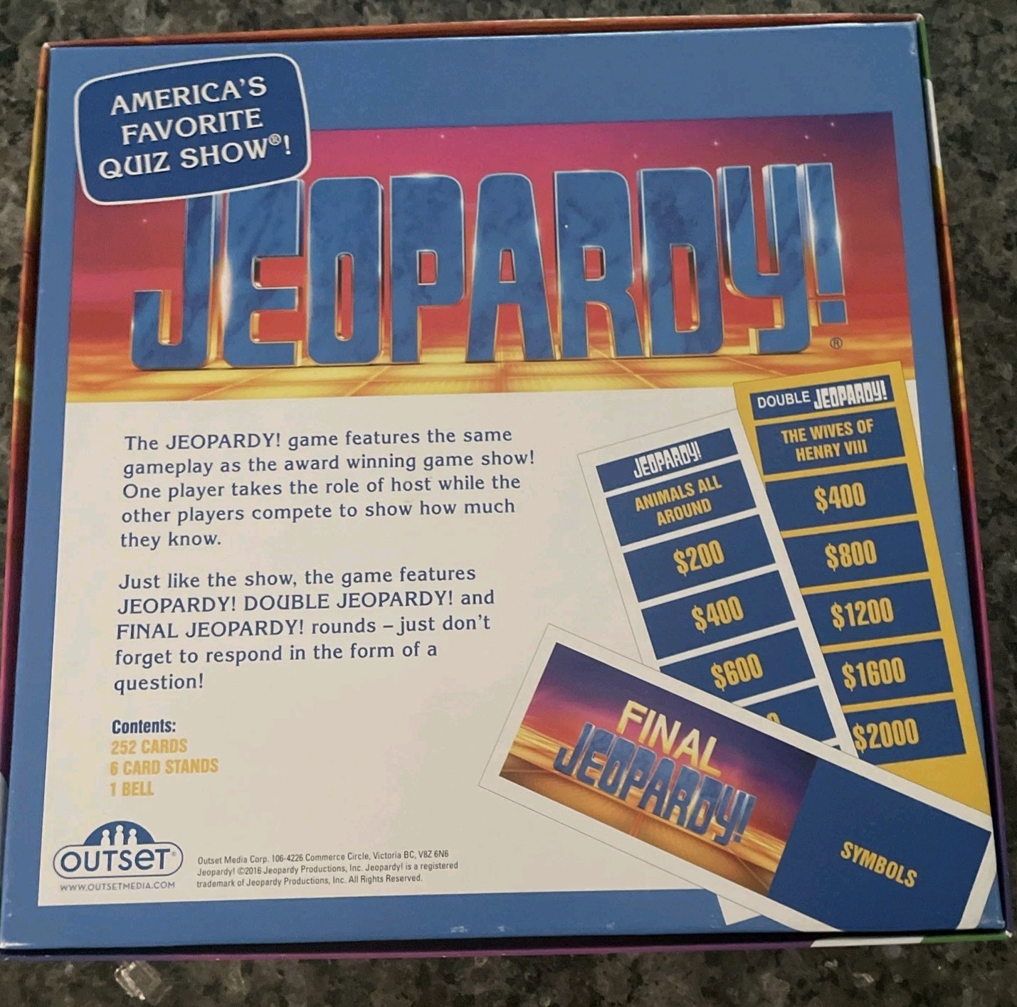 Jeopardy Deluxe Edition TV Quiz Show Board Game By Outset 2016 Family Game Night