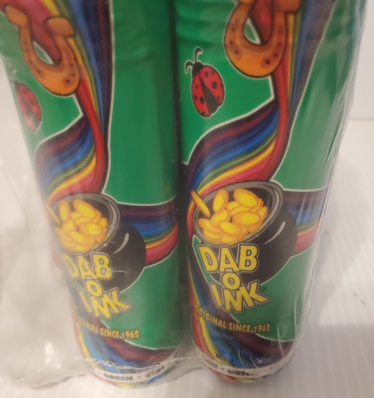 Dab-O-Ink 3oz Vert Green Bingo Dauber (Pack of 6) and 5 used ones 2 blue 3 red