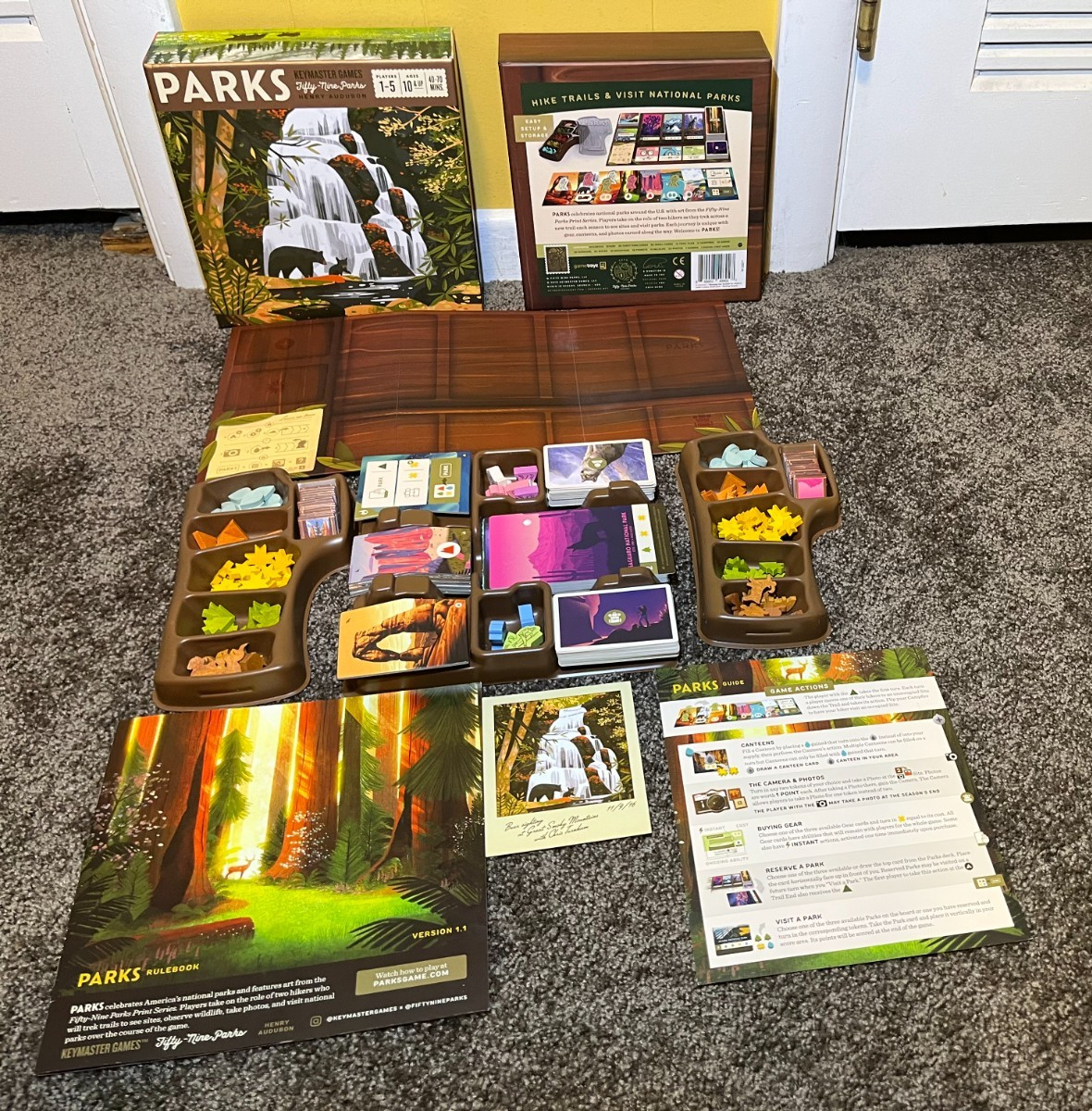Keymaster Games PARKS Board Game + Wildlife Expansion, 100% Complete, VG++
