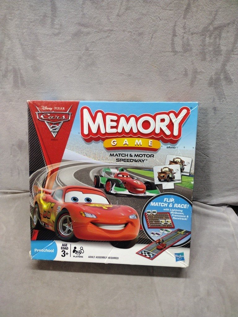 Hasbro Disney Pixar Cars 2 Edition Memory Game Match & Motor Speedway ~EUC~