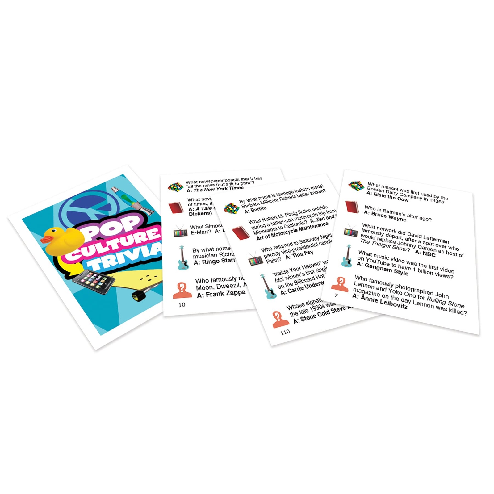 Pop Culture Trivia Game Black White Red Family Fun for Ages 12 and Up