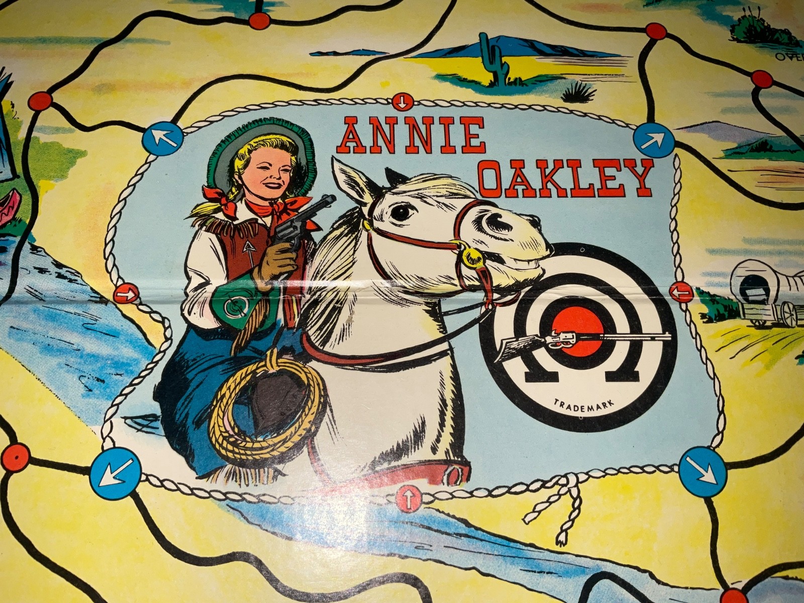 Vtg 4310-2 Annie Oakley Board Game Western Milton Bradley 100% Complete! See Pic