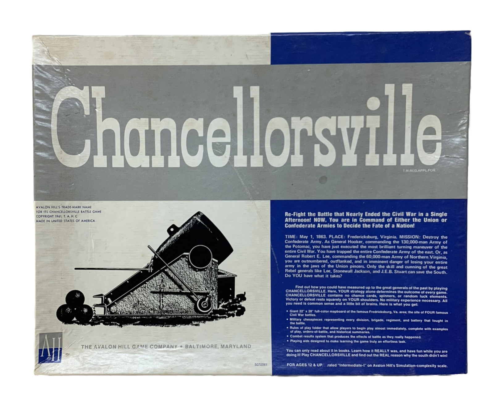 Vintage Avalon Hill Chancellorsville American Civil War Game (UNPUNCHED) 2nd Ed.