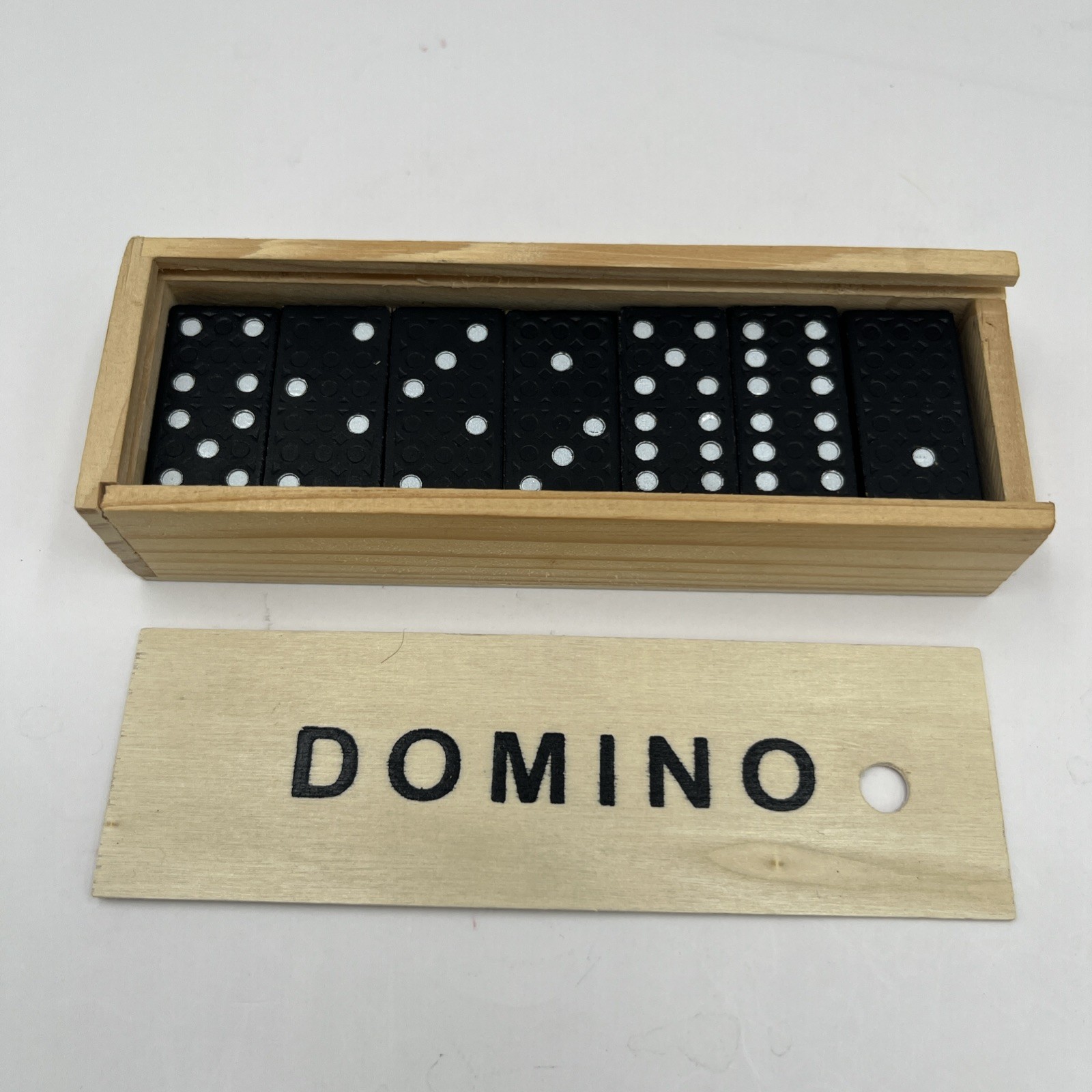 Double Six Dominoes With Wooden Case, Black Color, Doesn’t Include Instructions
