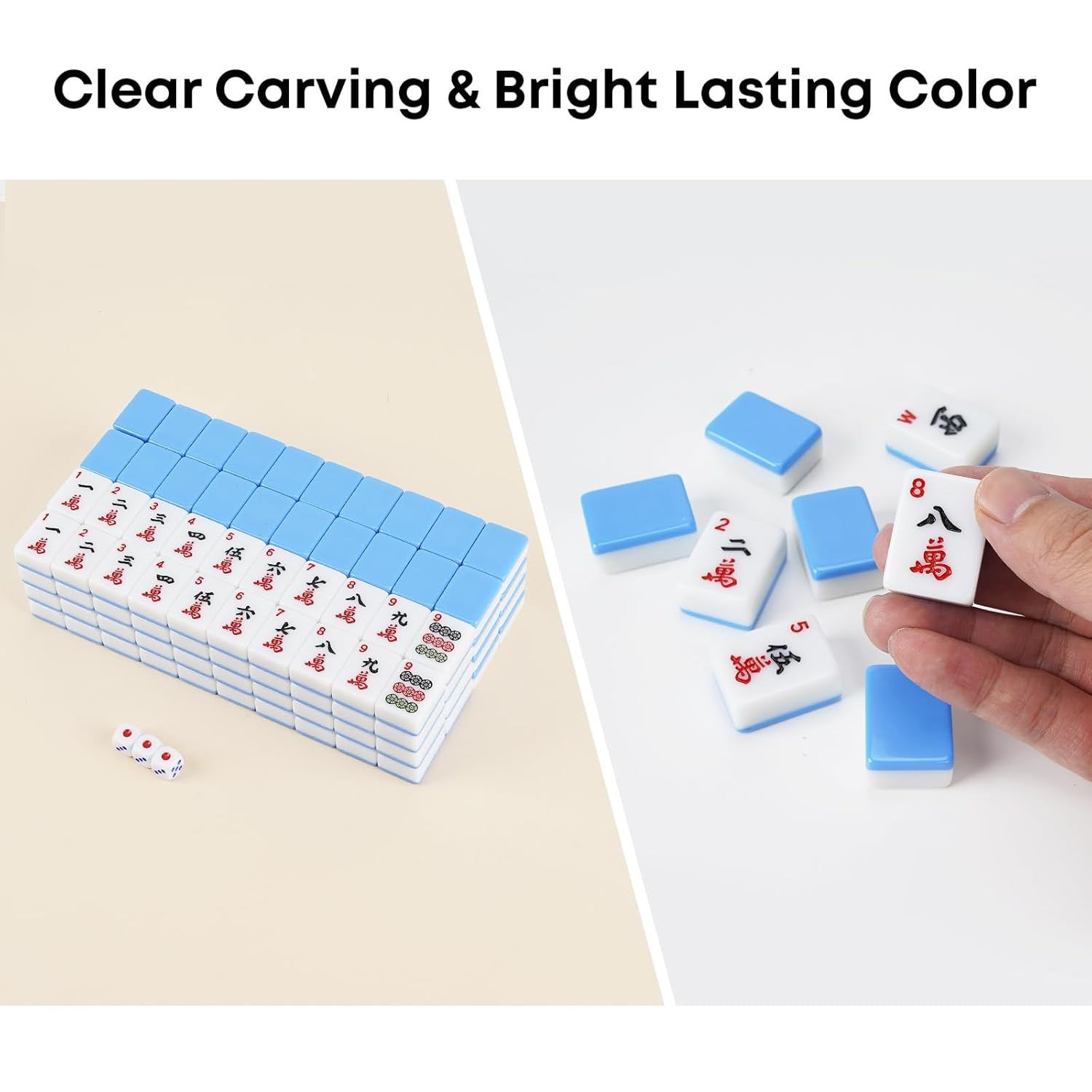 166 Piece American Mahjong Tile Set 1.2 Inch Mahjong Tiles with 3 Dices and