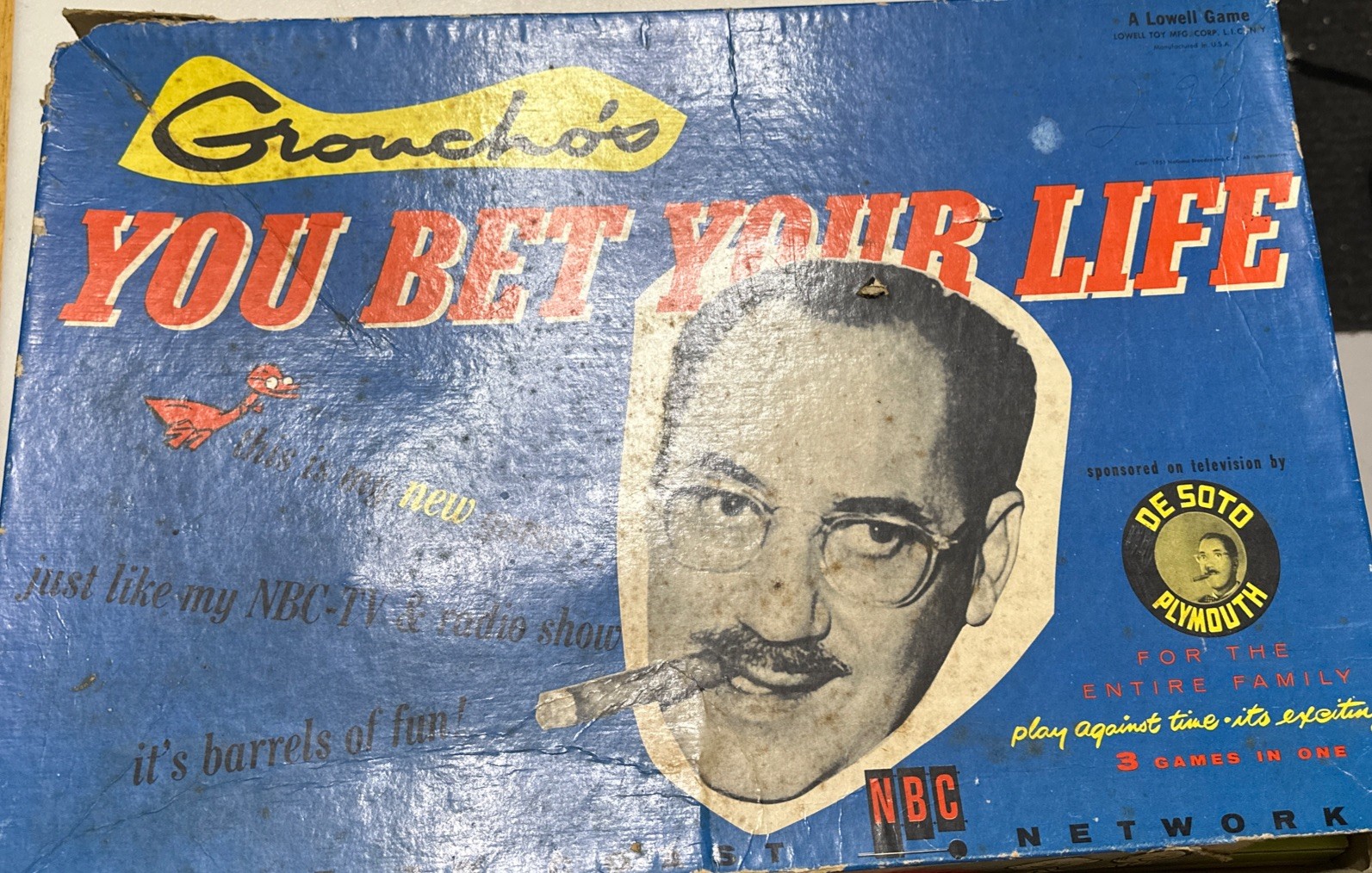 1956 Grouch Marx You Bet Your Life Board Game Lowell Toy Company Very Rare!