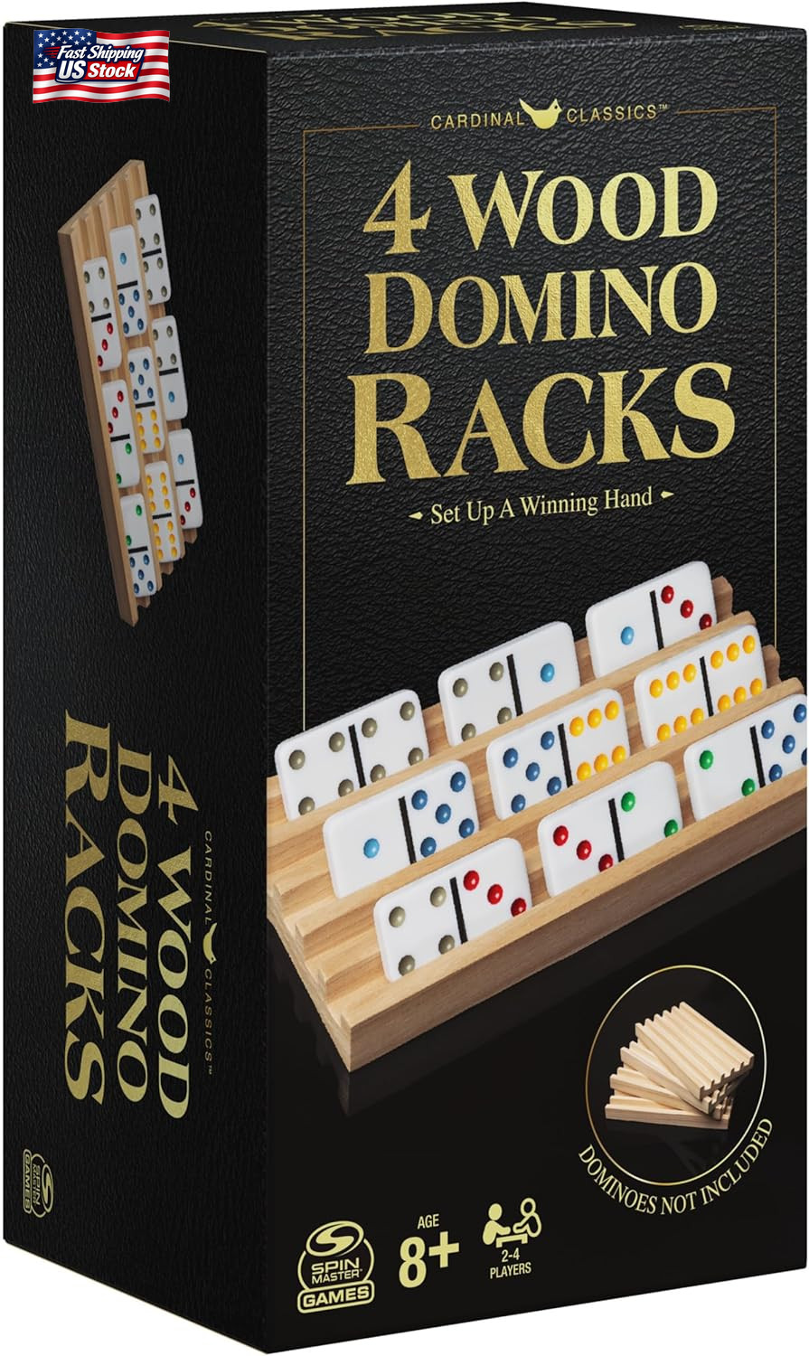 Spin Master Games, Wooden Domino Racks, Set of 4 Trays for Mexican Train Dominoe