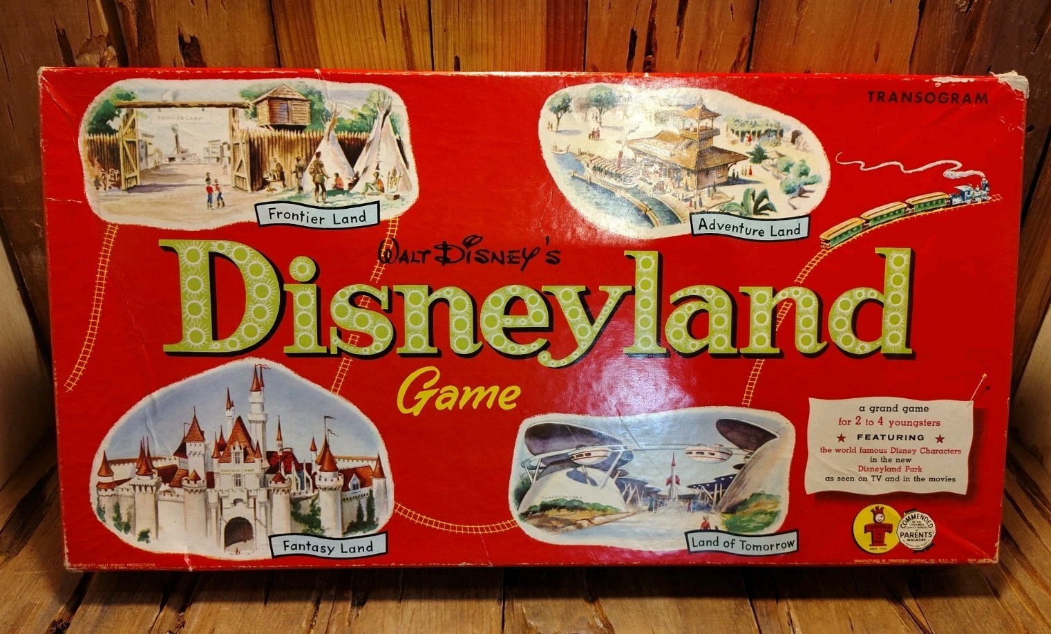 Vintage Walt Disney’s Disneyland Board Game 1954 Transogram Made In USA