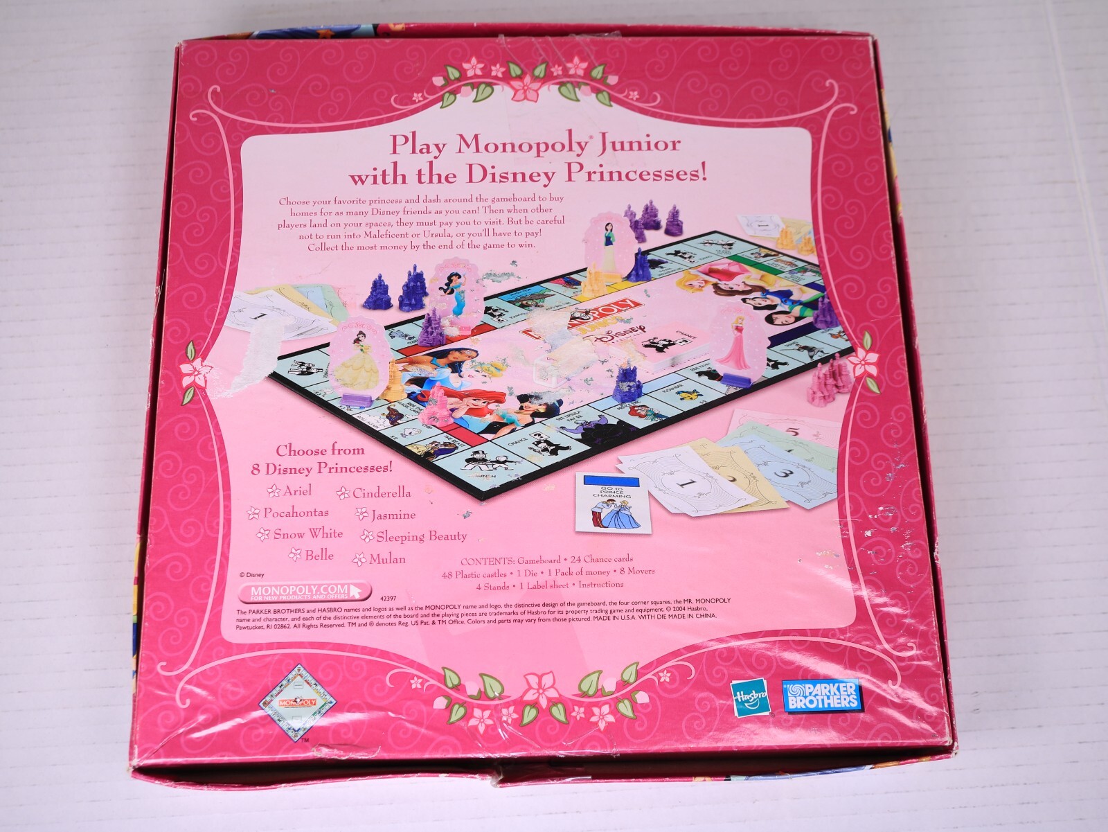 Vintage Monopoly Junior Disney Princess Edition 2004 95% Complete See Pics Good!