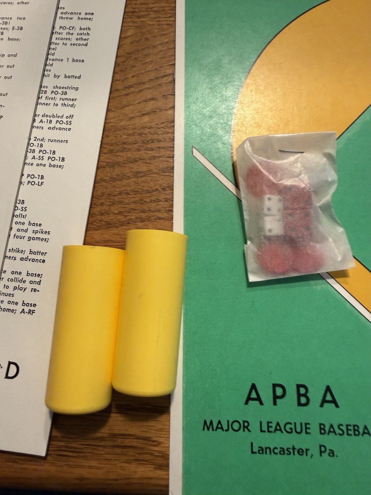 APBA Major League Baseball 1982 set Board Game Complete Set w/ Dice & Team Cards