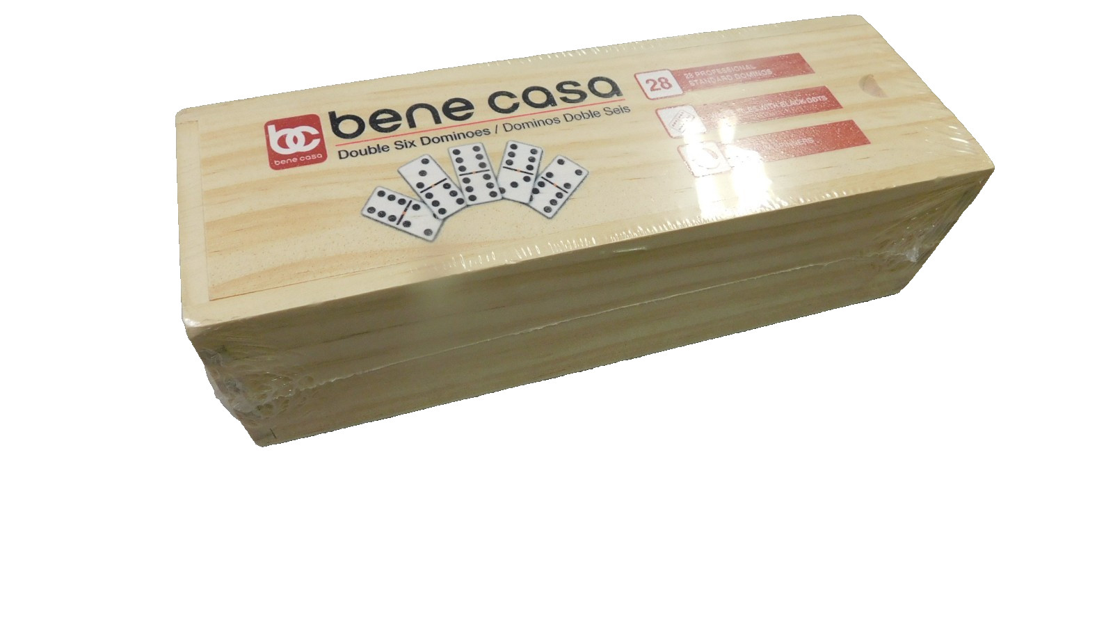 Bene Casa 28pc Handcrafted Glossy White Double 6 Domino Set W/ Wood Box
