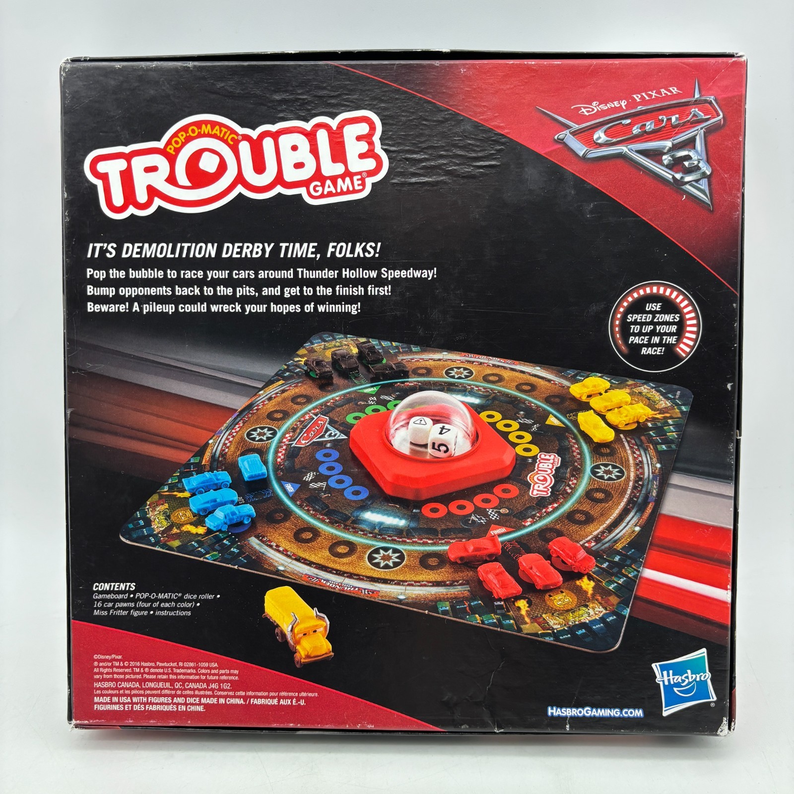 Disney Pixar Cars 3 Trouble Game COMPLETE Hasbro Gaming 2016 Pop O Matic Race
