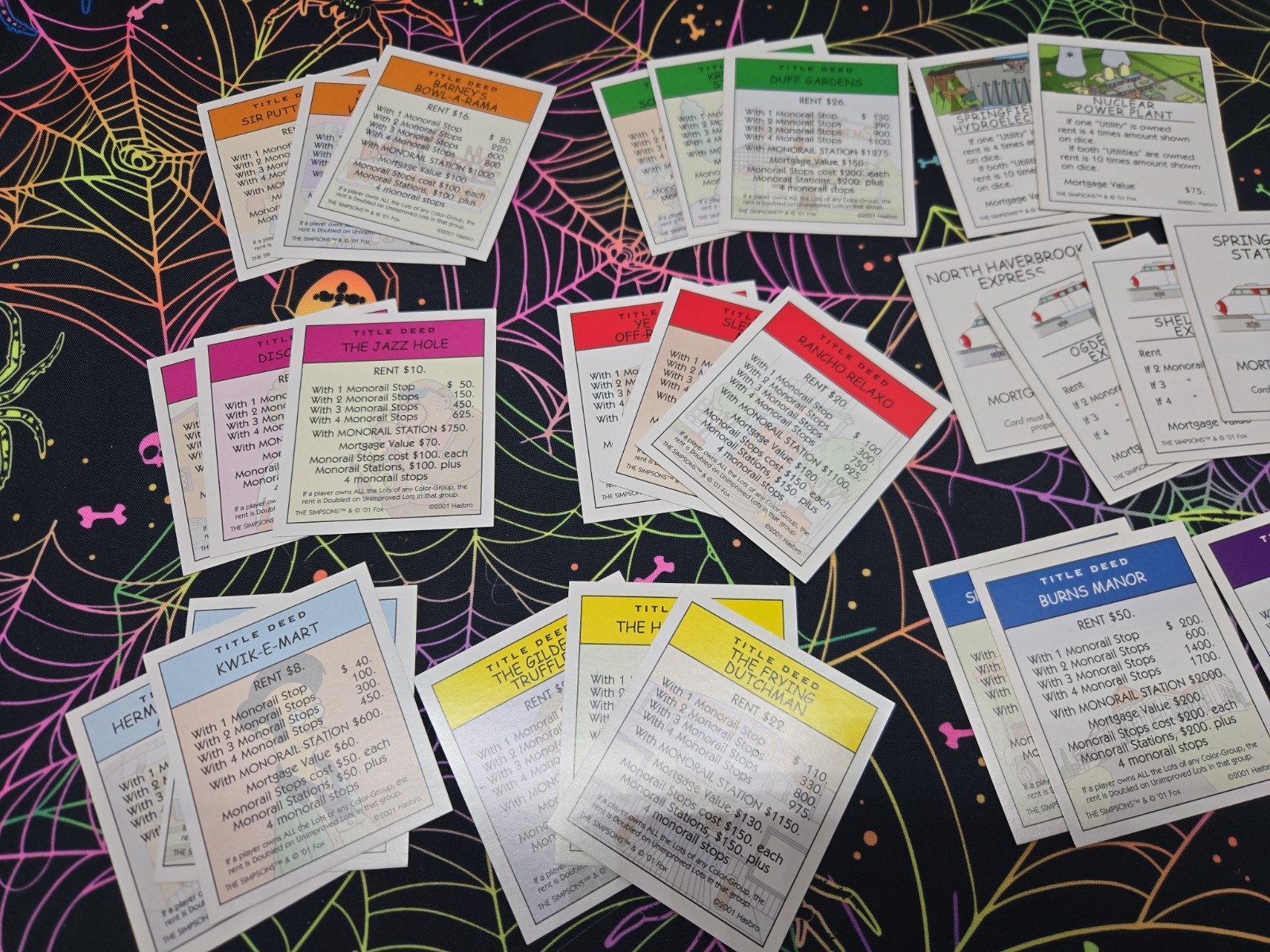 Monopoly The Simpsons 2001 28 Title Deed Replacement Game Cards