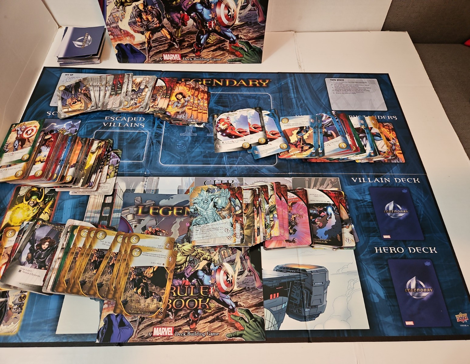 Legendary: A Marvel Deck Building Game base game with 500 cards used Original V