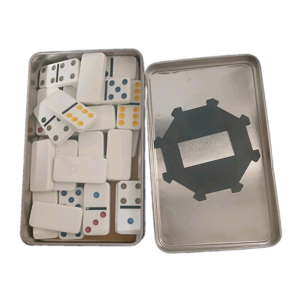 Cardinal Double Six Dominoes 28 Color Dot Tile Game Set in Tin Case, 2 Players