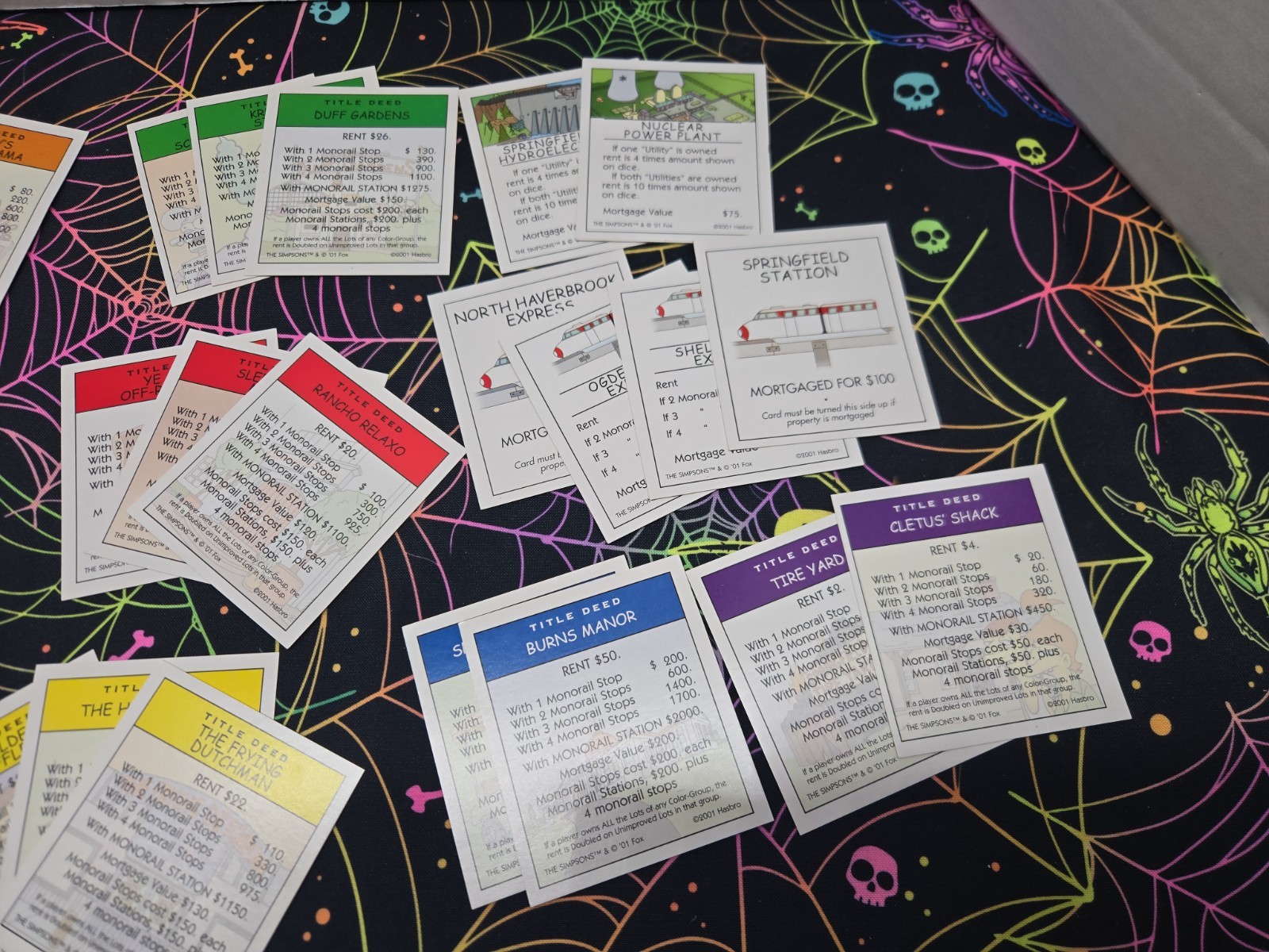 Monopoly The Simpsons 2001 28 Title Deed Replacement Game Cards