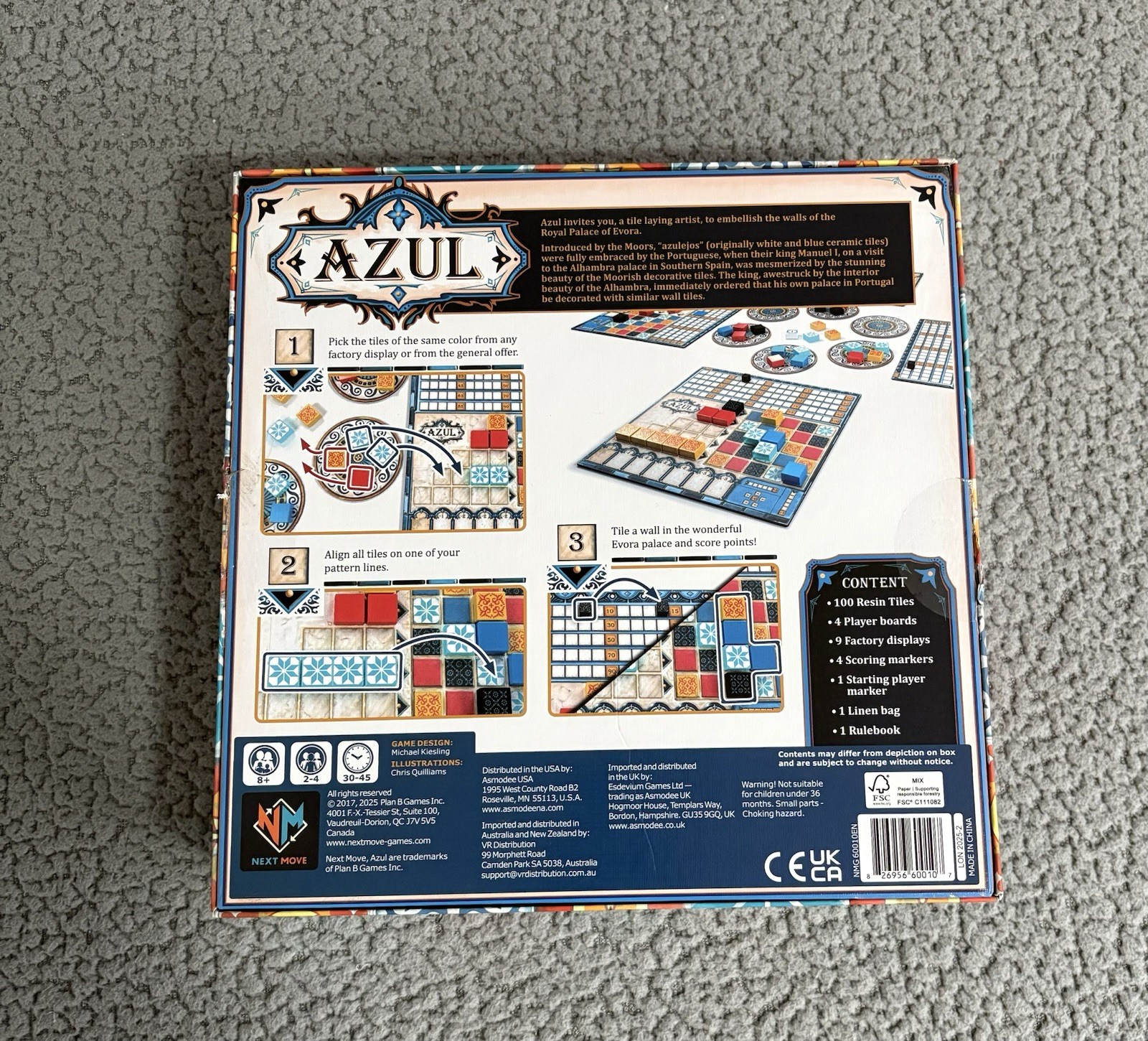 Azul Board Game – Plan B Games – Next Move Games – Excellent Condition