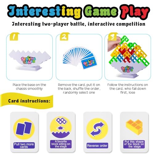 Tetra Tower Stacking Blocks Game, Board Games for Families, Parties, 48Pcs