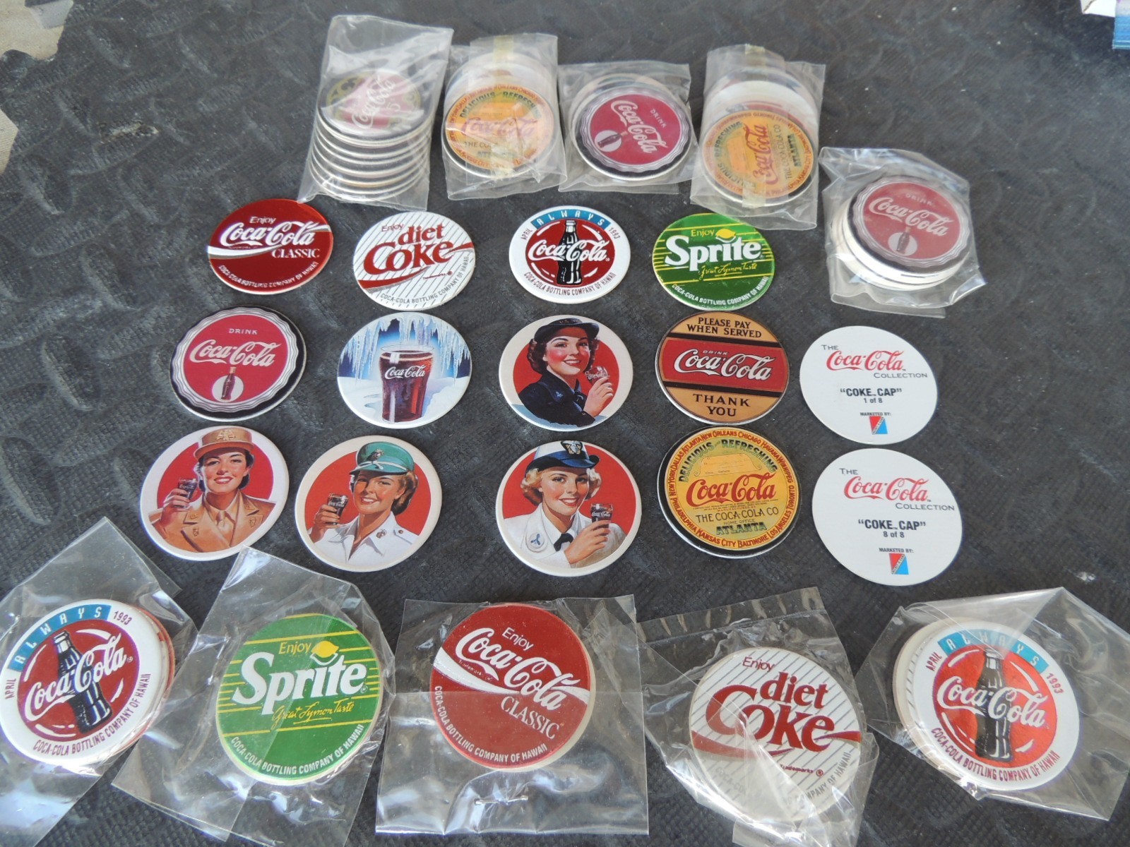 POGS COKE CAPS COCA COLA LOT 10 COMPLETE SETS 4 FOIL HAWAIIAN + 8 COKE SERIES 2