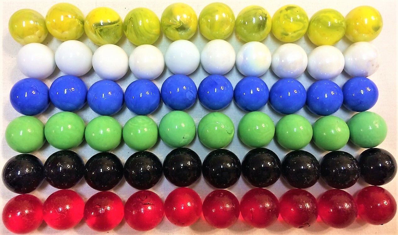 60 Opaque Solid Glass Marbles 16mm 5/8″ in Jar and 2 Shooters Red 25MM Replaceme
