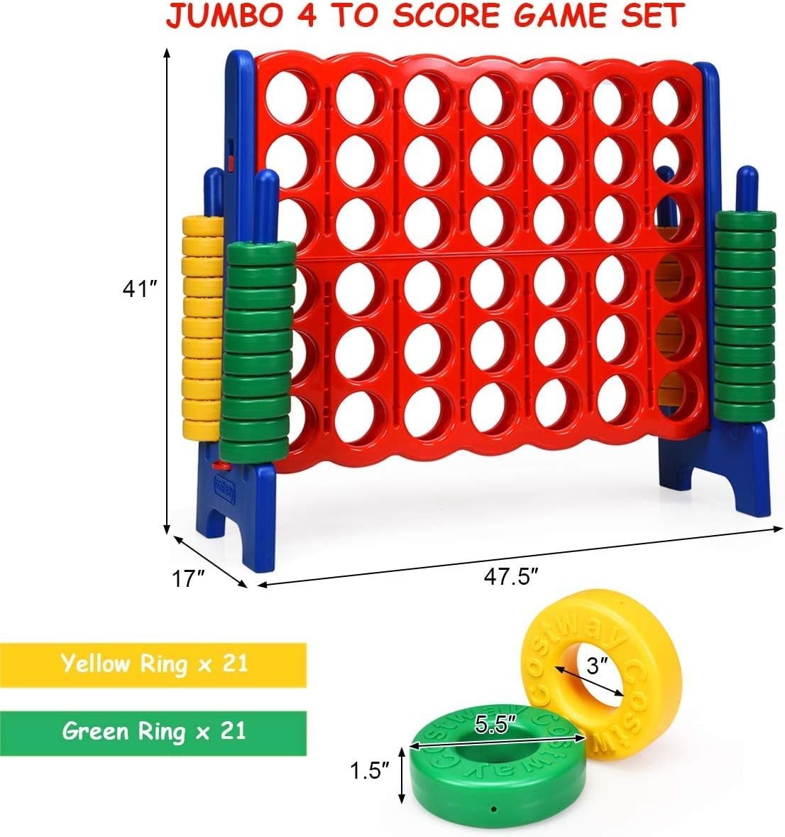 Jumbo 4-to-Score Giant Game Set,4 in A Row for Kids and Adults,3.5FT Game Set