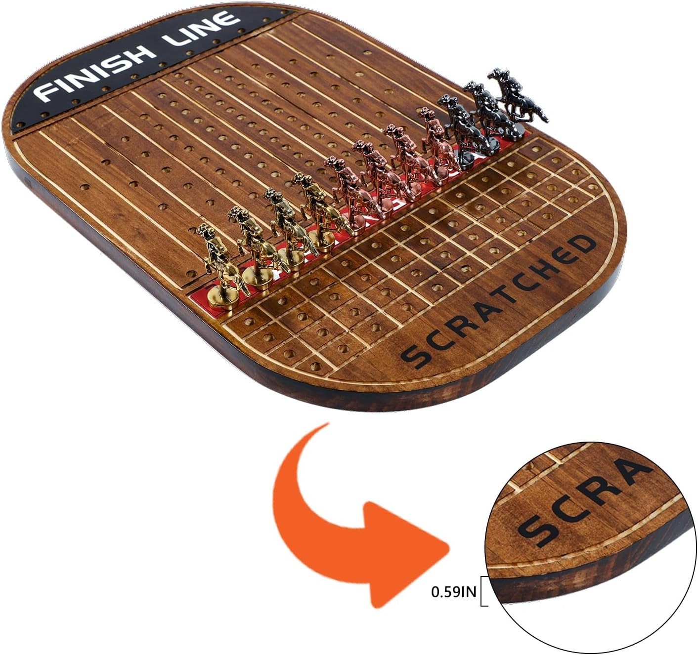 Horse Race Board Game Racing Game Thickened Solid Wood with 11 Luxurious Dura…