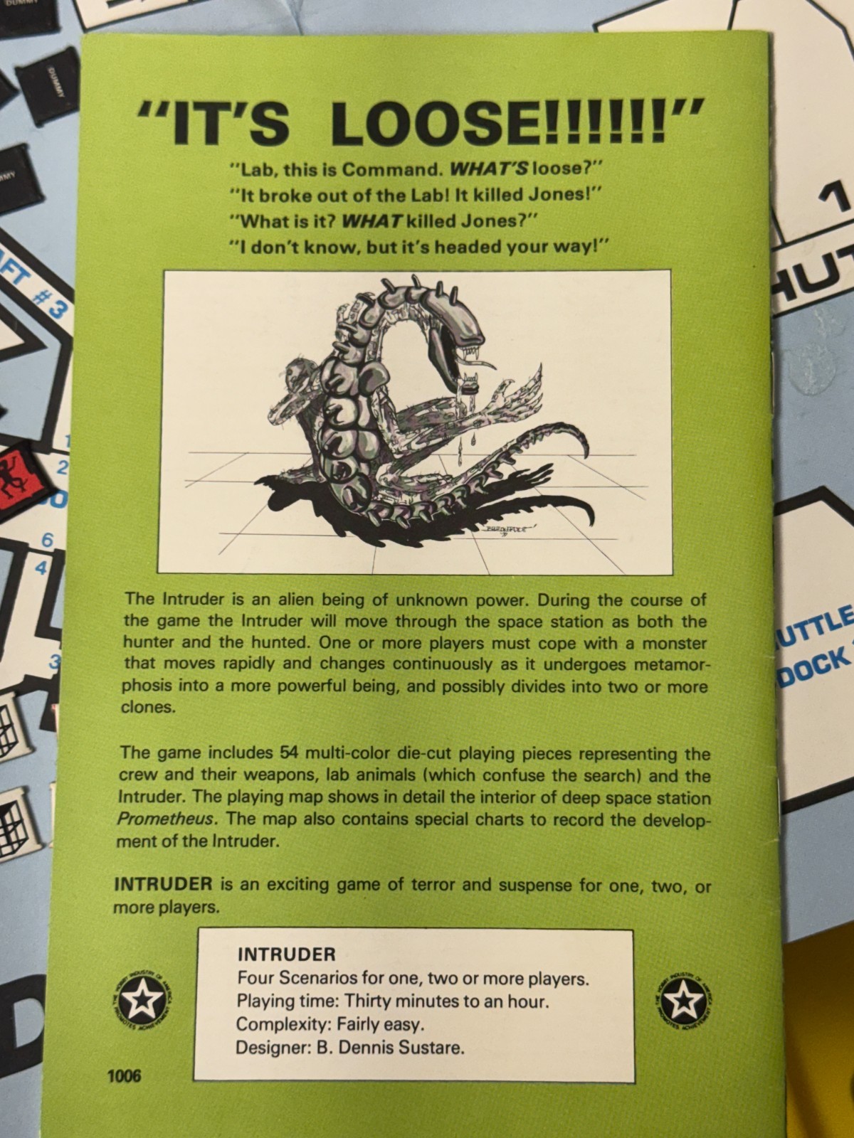 Task Force Games #6 INTRUDER Space Alien Game Solitaire Solo or 2+ players