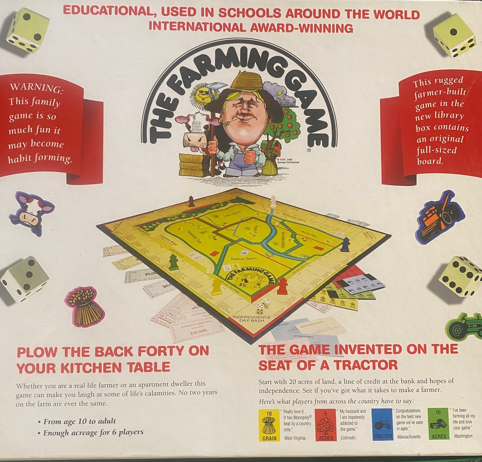 THE FARMING GAME – Harvest the Fun c.1996 COMPLETE & EXCELLENT Great Family Game