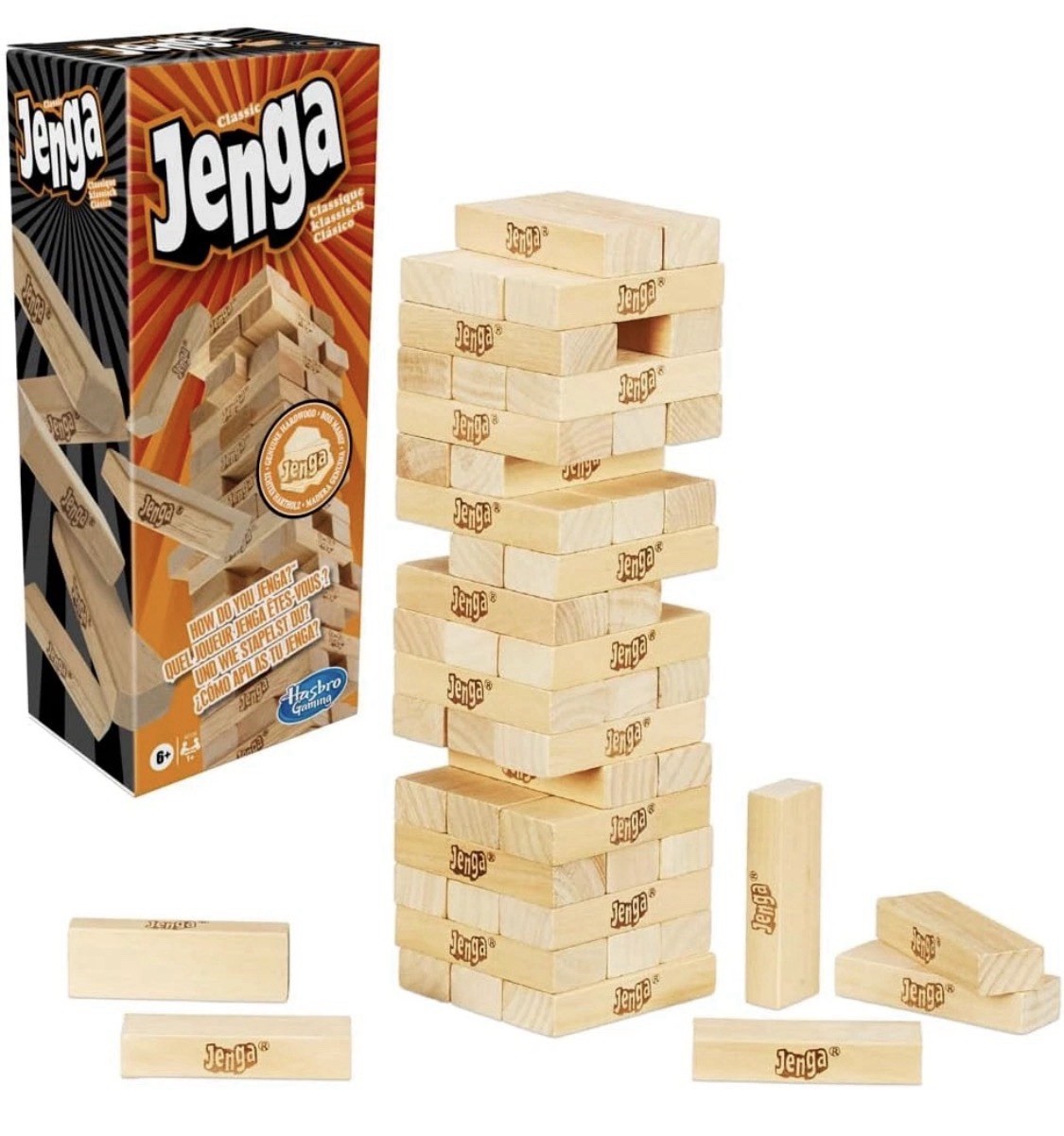 Jenga Classic Game Genuine Hardwood Blocks Stacking Tower Game For 1 Or More New
